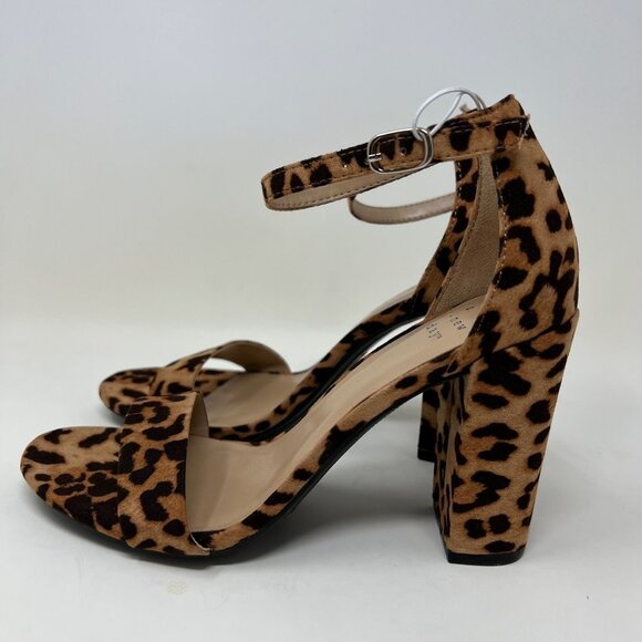 A New Day Ema Leopard Print Ankle Strap Block Heels Pumps - Picture 6 of 8